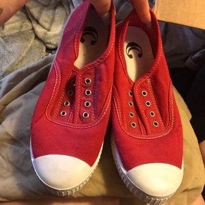 Red slip on shoes